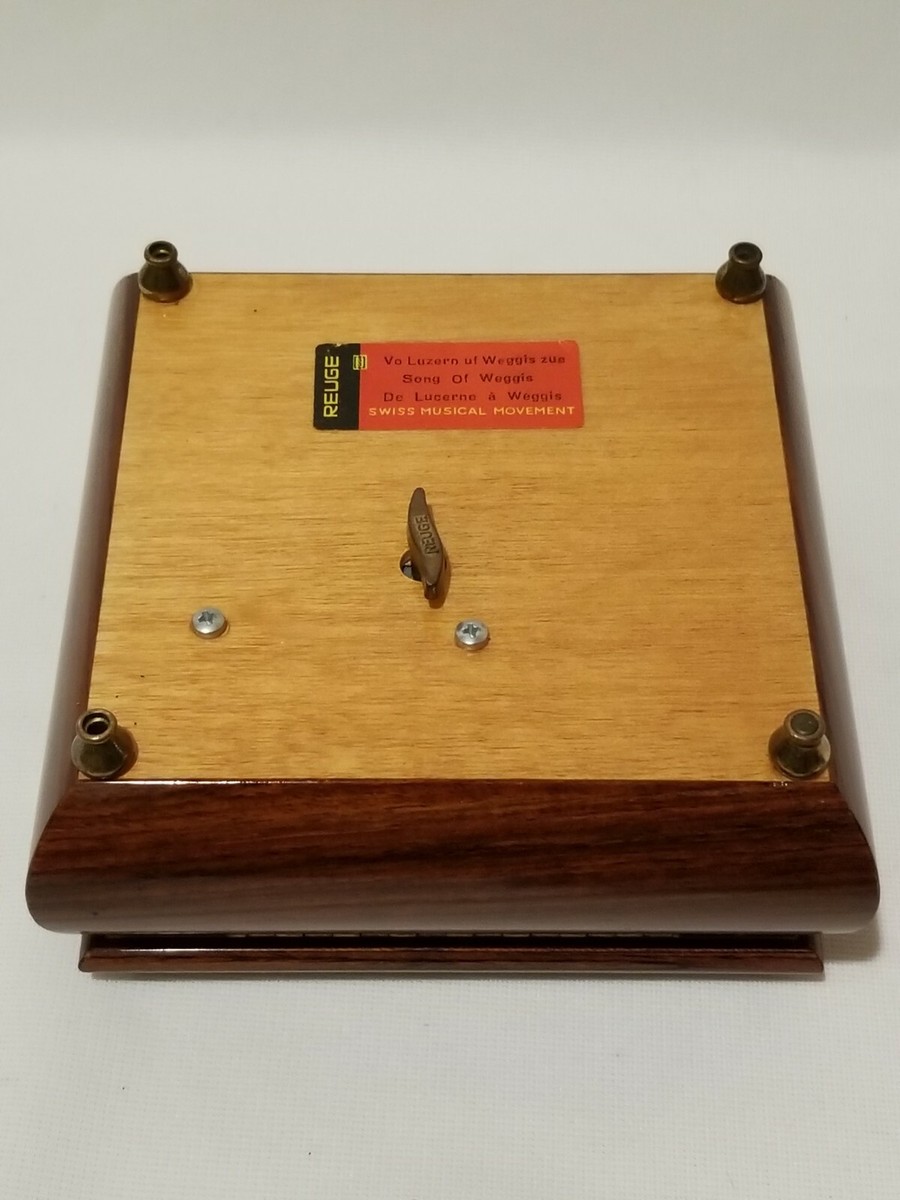 Vtg Reuge Inlaid Wood MUSIC Jewelry Box Swiss Musical Vtg Reuge Inlaid Wood MUSIC Jewelry Box Swiss Musical