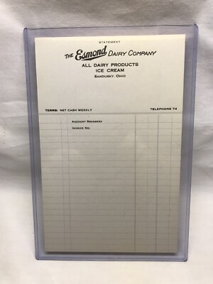 Early 1900 s Esmond Dairy Sandusky Ohio Dairy Milk & Ice Cream Letterhead - New