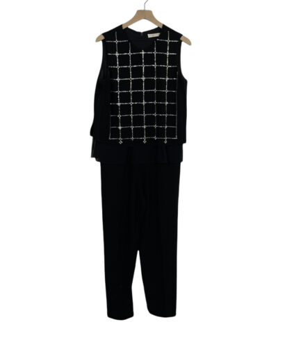 Tory Burch Women's Betsy Black Embellished Sleeveless Jumpsuit Size M Silk  Panel | eBay