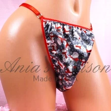 Satin Sissy CHRISTMAS Panties MEN's ADJUSTABLE Snowman Triangle THONG