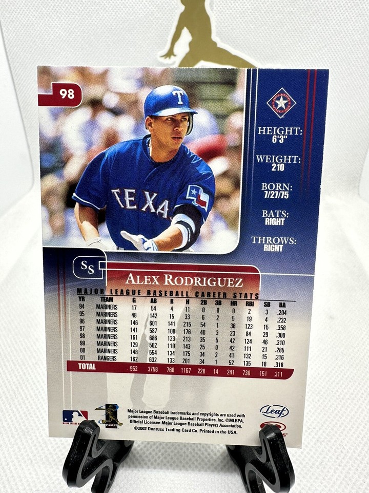 2002 (RANGERS) Leaf Rookies and Stars #98 Alex Rodriguez Rangers | eBay