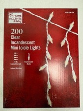 Home Accents Holiday - 200 Clear Incandescent Mini Icicle Lights. 9ft. 11in. NEW