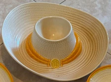 Sombrero by METLOX POPPYTRAIL VERNON Mexican salsa chipn dip hat pottery 14"