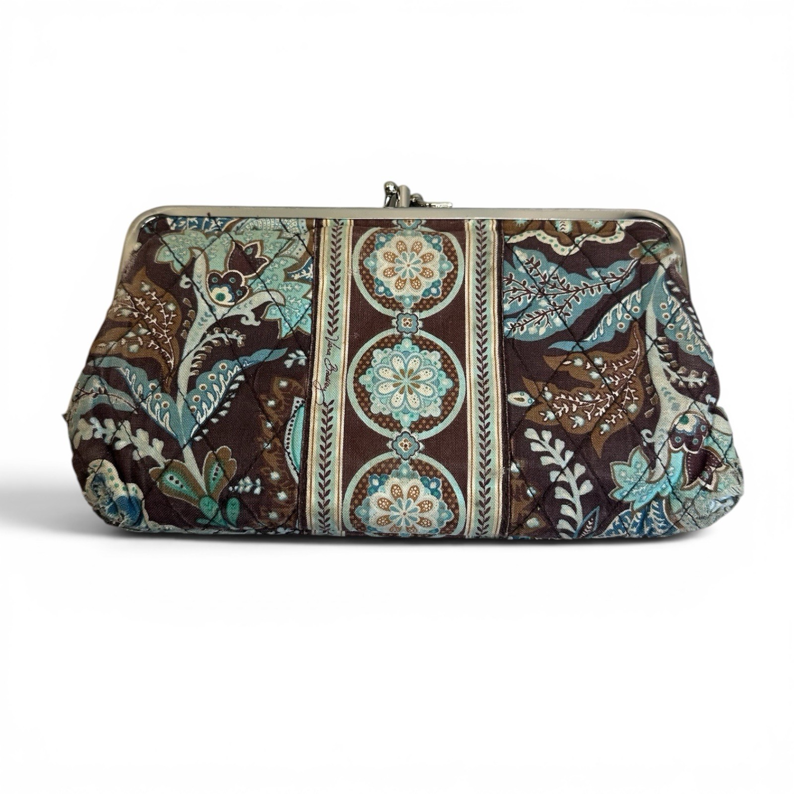 Vera Bradley Wallet Clutch Double Kisslock Retired Java Blue Pattern See Photos