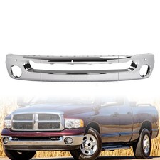 Front Bumper Face Bar Chrome For 2002-2005 Dodge Ram 1500 W Fog Light Holes Front Bumper Face Bar Chrome For 2002-2005 Dodge Ram 1500 W Fog Light Holes