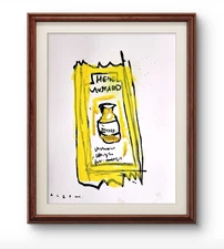 Aleph Original Art Mustar 14x11 Figurative Abstract Expressionist Painting Paper