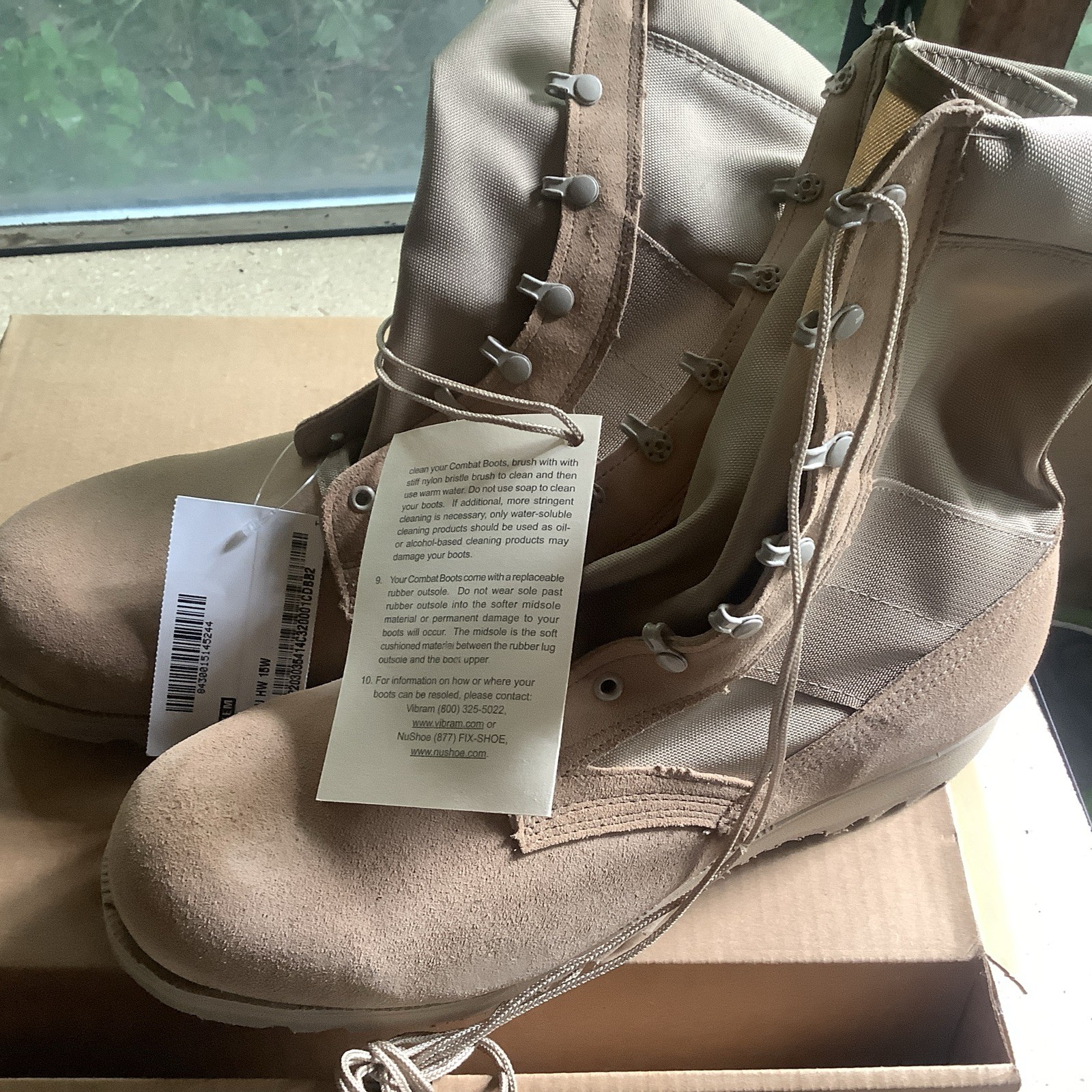 Belleville Desert Tan Hot Weather Military Combat Boots Size 15W New-image
