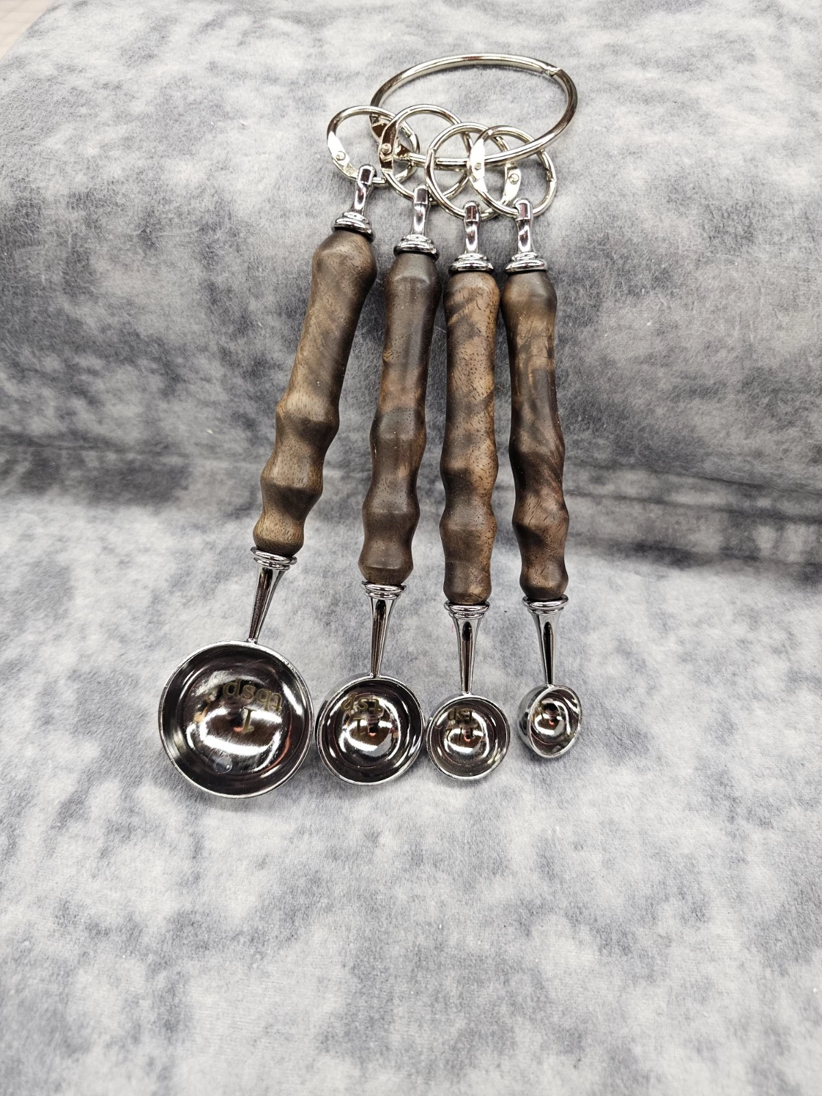 Handcrafted Measuring Spoon Set of 4 Black Walnut Burl Handles