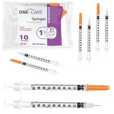 ONE-CARE Syringes 1 ml/cc, 31G x 5/16’’ 8mm, Orange Cap, 10 pcs/bag