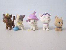 Kitty In My Pocket Lot of 5 Flocked Kitty Cats White Brown 1"