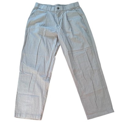 Manfinity Men s Medium Pleated Pants Beige 100% Cotton Textured Tapered Casual