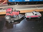 PICKUP, TRAILER AND FARM TRACTOR, DIECASE, 1/64 SCALE, SEE PHOTOS