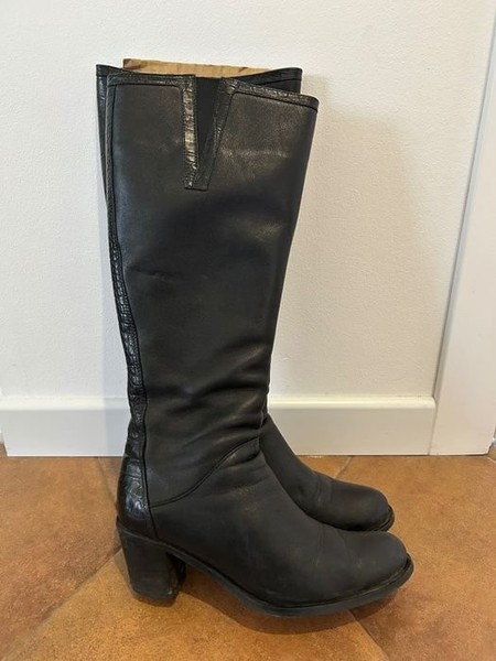 Women Boots Black Leather 39 #N33M