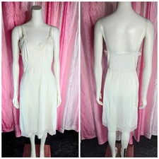 Carol Brent Vintage White Lined Lace Trim Slip Dress Size 36 Average