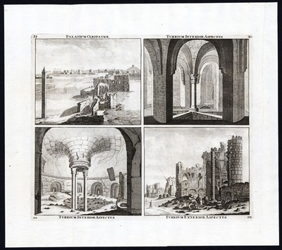 Antique Print-CLEOPATRA-PALACE-RUINS-EGYPT-Le Brun- de Bruyn-1700