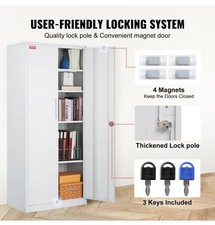 VEVOR Lockable Metal Cabinet with 2 Doors, File Cabinet for Home Office, White