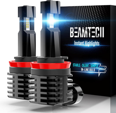 BEAMTECH H11 Bulb, H8 H9 Fog Light Bulb Fanless in Line 6500K Light Bulb Pack of