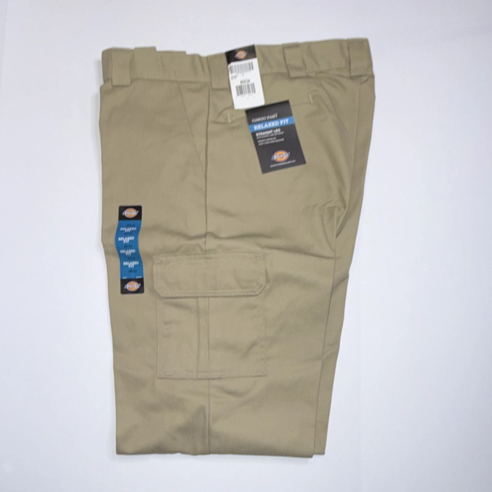 Dickies Men's Relaxed Fit Cargo Pants Straight Leg Beige Wrinkle Resistant