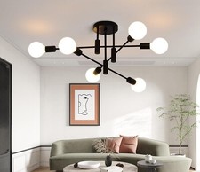 Black Ceiling Light Fixture, 6-Lights Semi Flush Mount Ceiling Light Modern Chan