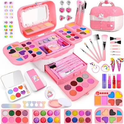 UNICORN Auney Kids Makeup Sets for Girls, 80pcs Washable Childrens Make Up Set for Girls