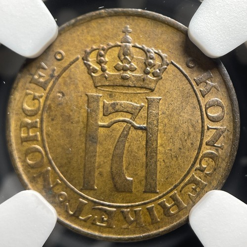 1910 Norway 1 Ore NGC MS64BN Lot#G9129 Choice UNC! - Picture 3 of 3