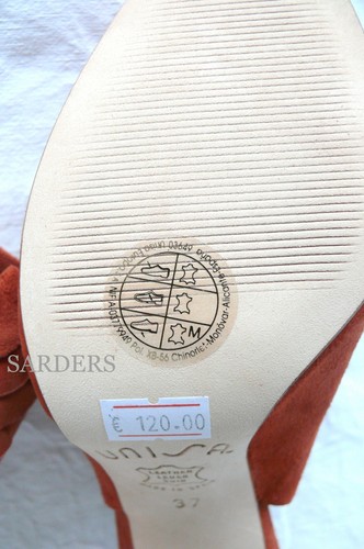 Peep Sandals piattaforma Nuovo Vera 37 Tacchi corallo pelle Toe Unisa Sling Pumps 38 TB84wd4