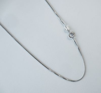 Box Chain 1mm Italian .925 Rhodium Plated over Sterling Silver 16,18,20,22,24''