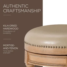 Maven Lane Counter Stool Weathered Oak Finish Avanti Bone Vegan Leather(Used)