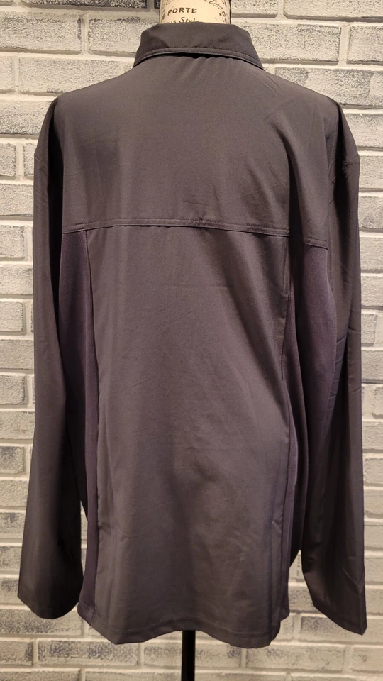 Cherokee Infinity Polo Exfoliante Hombre XL Bolsillo con Cremallera GRIS, Manga Larga Foto 3 de 4