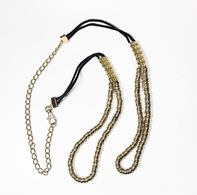 Gold / Silver Beads, Chain & Black Cord Handled Strap, Belt or Craft Materials