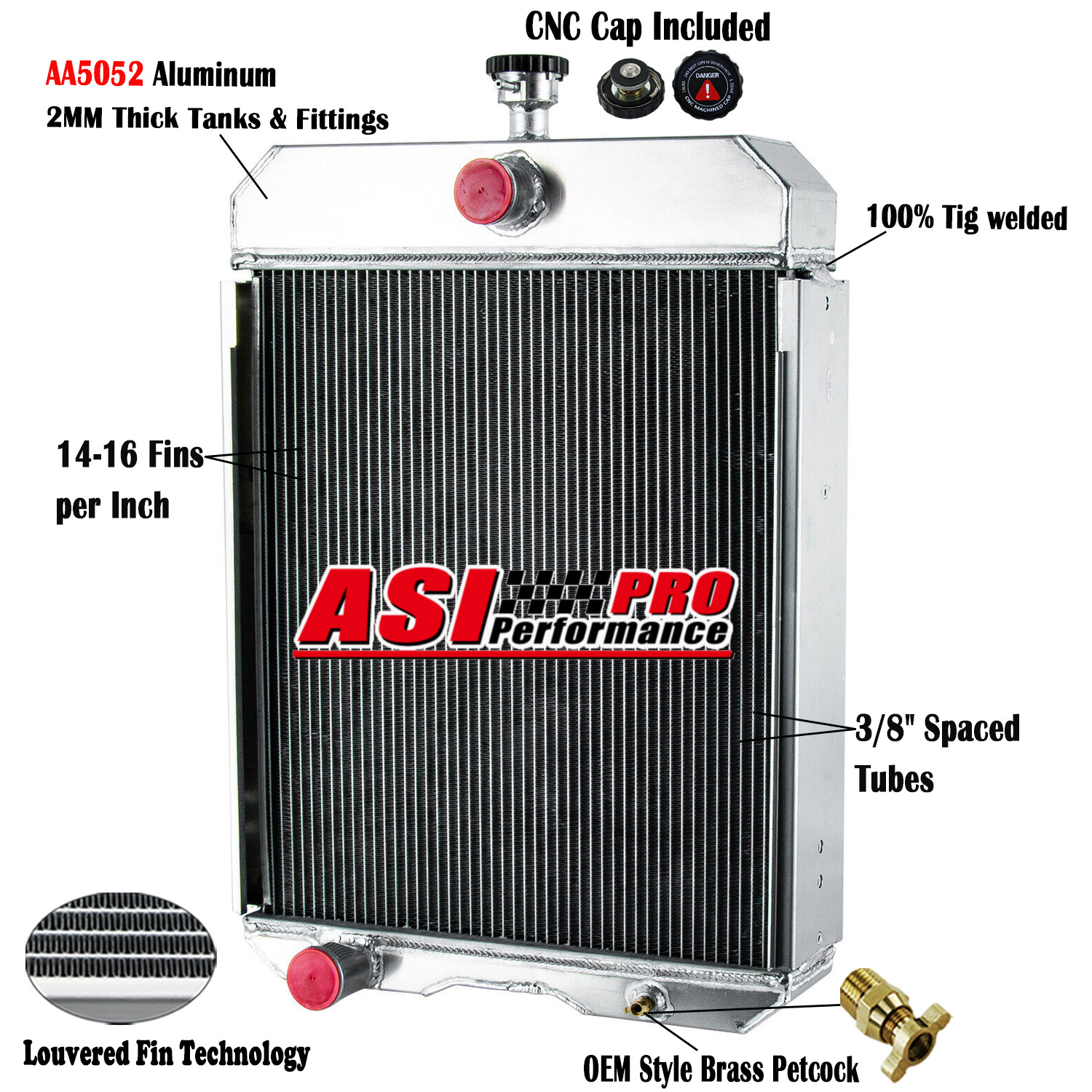 Aluminum Tractor Radiator for IH Farmall 460 560 370414R1 370414R92 370415R92
