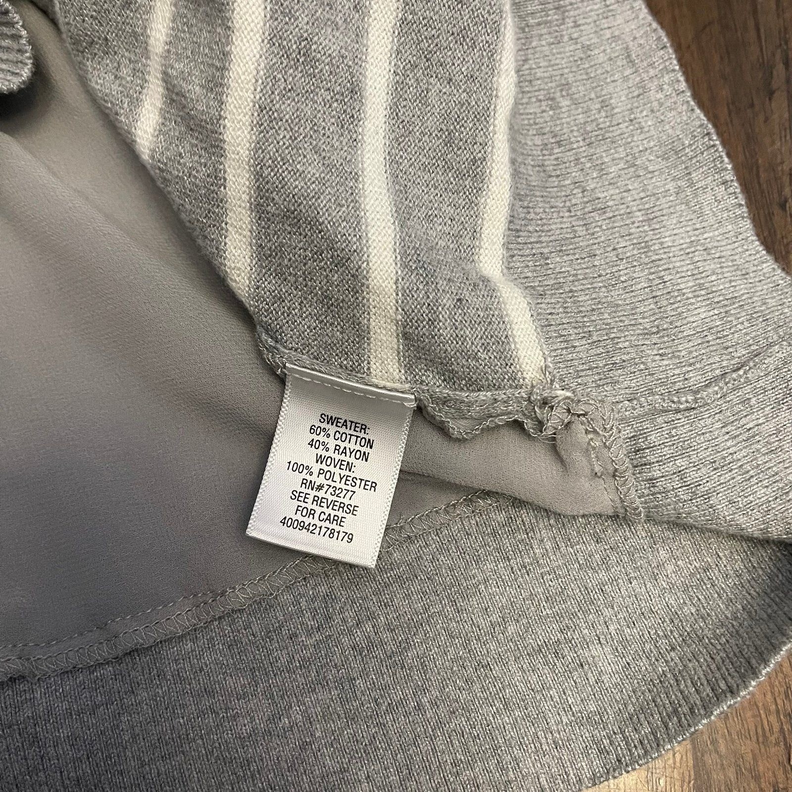 Elle Solid Back Stripes Front Lightweight Sweater - image 8