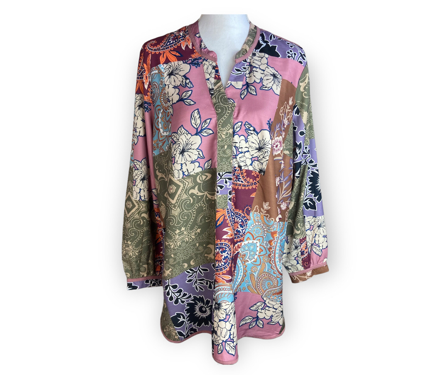 Soft Surroundings Patchwork Print Long Sleeve Tun… - image 1