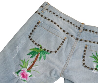Dolce & Gabbana Honolulu Embroidered Distressed Light Blue Jeans