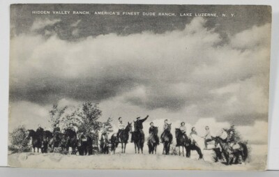 NY Hidden Valley Dude Ranch Lake Luzerne Horses 1945 to Austenburg Postcard Q9