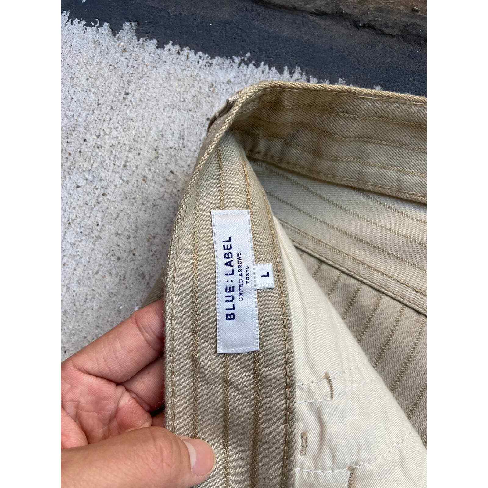 Blue Label United Arrows Tokyo Made in Japan Pin Striped Beige Tan Brown  Pants L