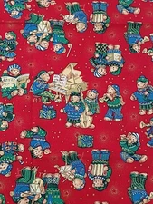 Peter Pan Fabric Holiday Musical Teddy Bear Piano Red Fabric 1yd