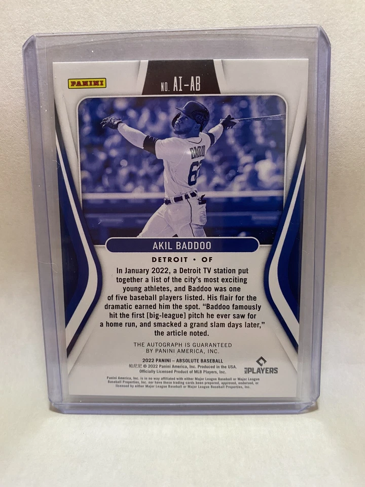 AKIL BADDOO 2022 Absolute Baseball Absolute Ink Auto /199 SP TIGERS - Image 2 of 2