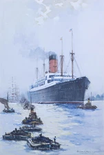Cunard Liner Carpathia Outward Bound from Liverpool 35" Painting Canvas Print