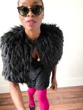 Black Faux Fur Capelet / Bolero Cape / Shrug - Calver & Wilson Couture