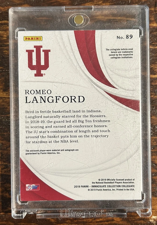 2019 Panini Immaculate Collection Romeo Langford Rookie RC Patch Auto RPA /25 - Image 2 of 2