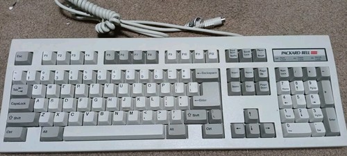 Vintage 5139 Keyboard Retro Packard Bell 1996 White PS/2 Wired Tested & Cleaned