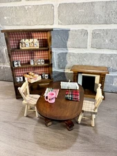 VTG Miniature 1:12 Dollhouse Wood Dining Room Furniture