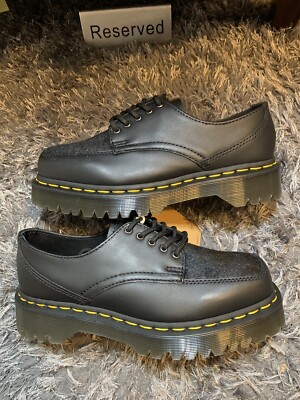 Dr. Martens 5 Eye Bex Squared PNY Hair Shoes Black Lucido Women's