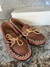 Rare NIB Vintage 90's Minnetonka Kids Size 1 Moccasins Brown Leath Made in USA