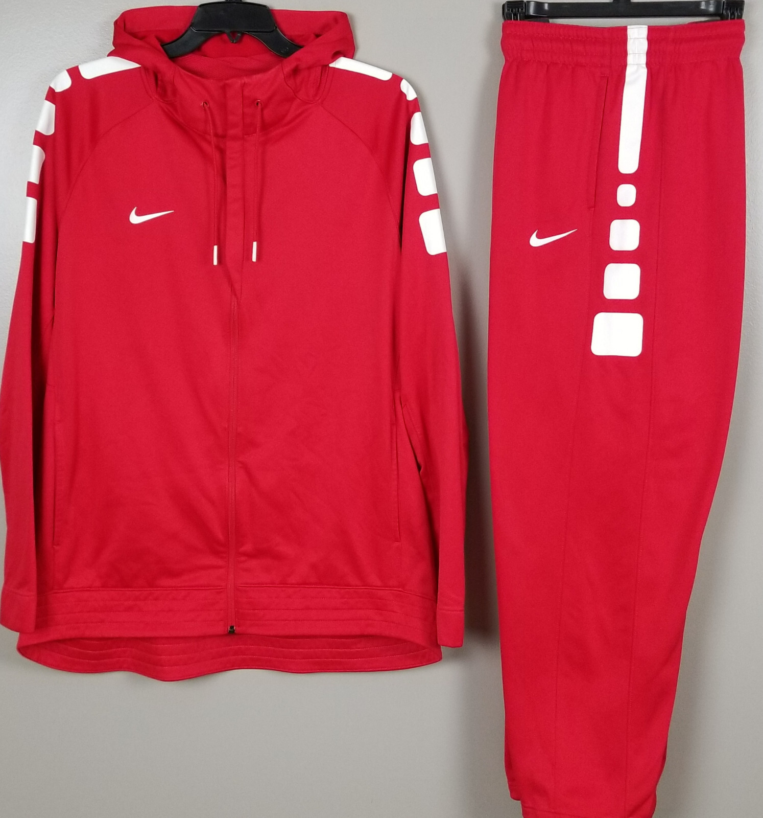NIKE ELITE BASKETBALL SWEATSUIT HOODIE + PANTS SUIT SET RED RARE (SIZE