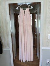 Bill Levkoff Levkoff Keyhole Neck Chiffon Gown Bridesmaid Maxi Dress Pink 12