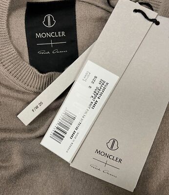 $1150 Moncler + Rick Owens Women's Brown Drape Front Cashmere Sweater Size S