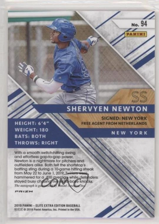 2019 Elite Extra Edition Opti-Chrome Gold Signatures /10 Shervyen Newton Auto - Image 2 of 2