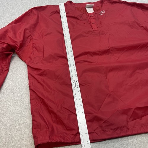 Vintage Rawlings Warmup Jacket Mens L Red Windbreaker Pullover Nylon Vented - Picture 9 of 12